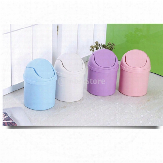 Wholesale- Mini Desk Desktop Trash Bin Can Waste Rubbish Bin Dustbin Car Dustbin Home Kitchen Garbage Holder 4 Colors