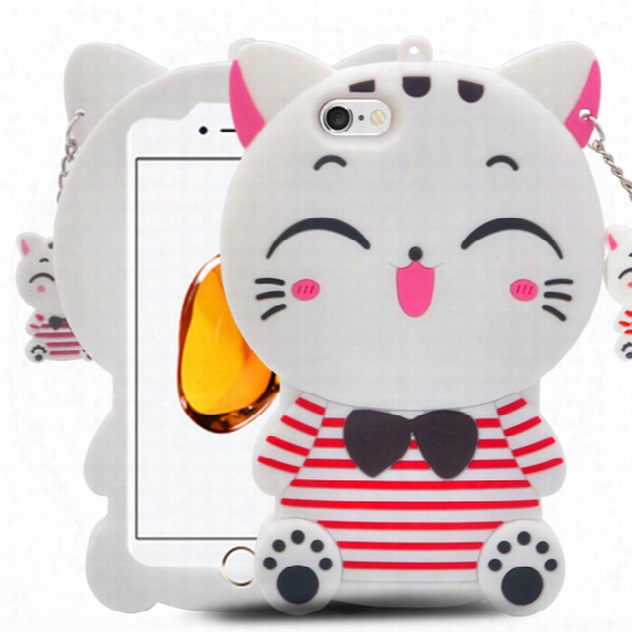 With Pendants Soft Cartoon Cat Silicone Cell Phone Case For Iphone 6g 6plus 7g 7plus P8 P8lite P9 Mate 9 Mobile Phone Case