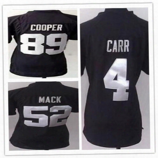 Women Style 100% Stitched Rugby Jerseys 4 Derek Carr 52 Khalil Mack 89 Amari Cooper Girls Ladies Nice Football Shirt
