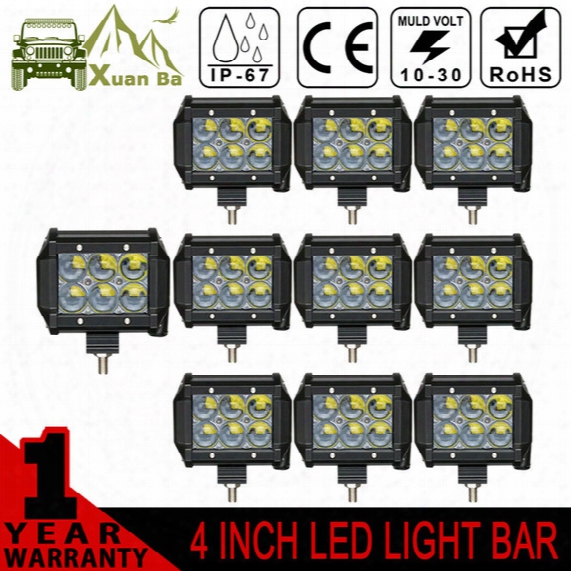 Xuanba 10pcs Mini 4" Inch 5d 30w Cree Led Light Bar For Motorcycle 4x4 Offroad Led Work Lamp Truck 4wd Suv Atv Auto 12v Offroad Bar Light