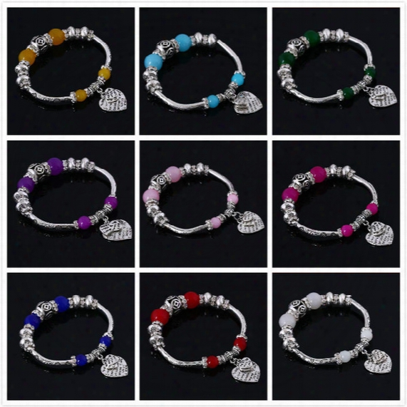 10color Wholesale Retro Silver Plated Fit Pandora Woman Charms Bracelets Diy Unique Style With Beaded