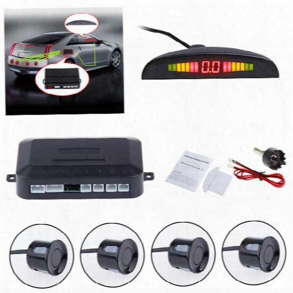 10pcs/lot Via Dhl Car Led Parking Sensor With 4 Sensors Car Reverse Backup Car Parking Radar Monitor Detector System Backlight Display