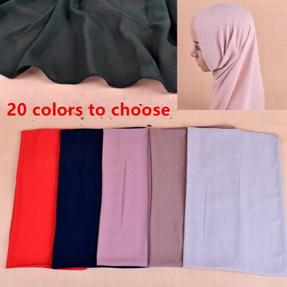 20 Colors High Quality Pearl Bubble Chiffon Muslim Hijab 180cm*70cm Scarf Shawl Head Wrap Foulard Plain Design For Women Casual Wear