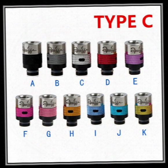 2015 Newest 510 Coloured Glaze Drip Tips Carbon Fiber And Stainless Steel Ecig Mouthpieces Airflow Adjustable Styled Drip Tips For Rda Rba