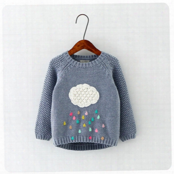 2016 Autumn Winter New Winter Cartoon Baby Girls Sweater Cloud Raindrops Kids Cloed Wool Cotton Knitwear Infant Sweater Kids Clothing