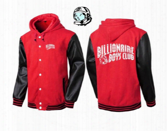 2016 Bbc Button Hoodie Cardigan Hip-hop Style Spell Color High Quality Leather Jacket Men Sportswear Billionaire Boys Club
