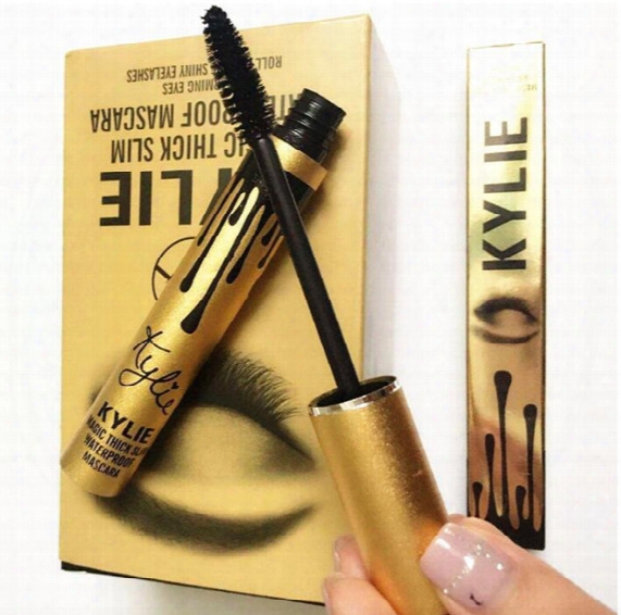 2016 Hot Sale Gold Kylie Jenner Mascara Magic Lengthening Thick Slim Waterproof Black Eye Cosmetic Charming Long Eyelash Makeup