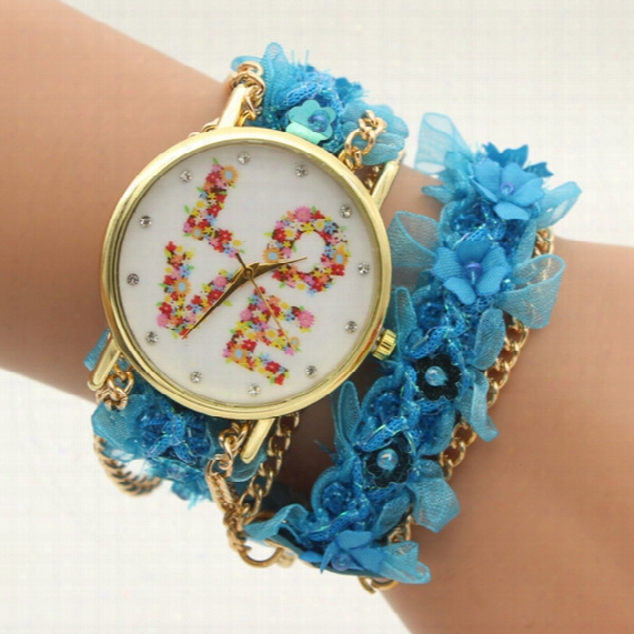 2016 Lace Bracelet Watch Cartoon Girls Rose Flower Eiffel Tower Love Watches Fashion Women Chain Bracelets Casual Dress Quartz Watches