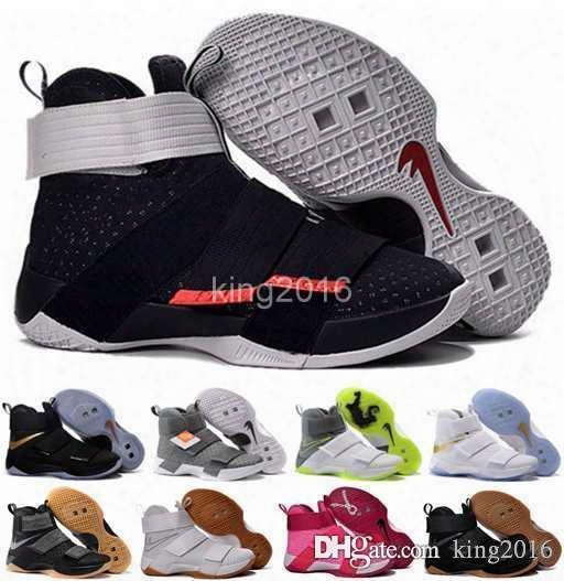 2016 Lb Soldiers 10 Mens Basketball Shoes High Quality With Carbon Fiber Lb James 10s Black White Red Sports Sneakers Size 40-46