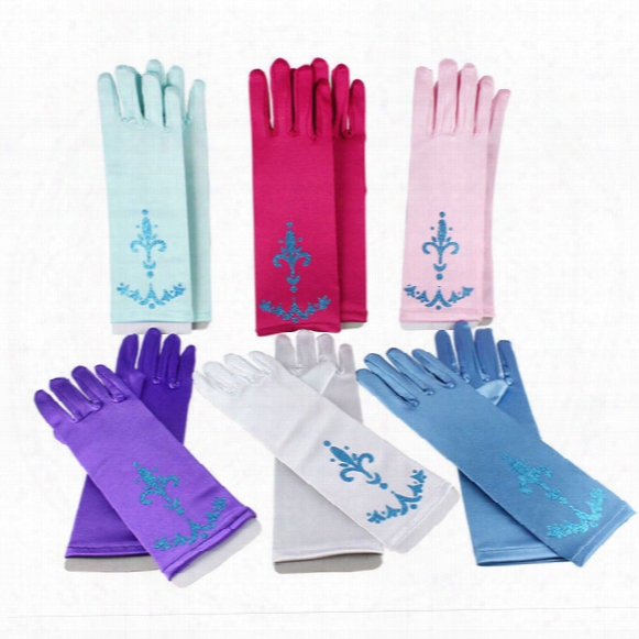 24cm Cartoon Girls Long Gloves Girls Dress Gloves Child Kids Girl Gloves Cosplay Fantasia Elsa Anna Cinderella Accessories Party Costume