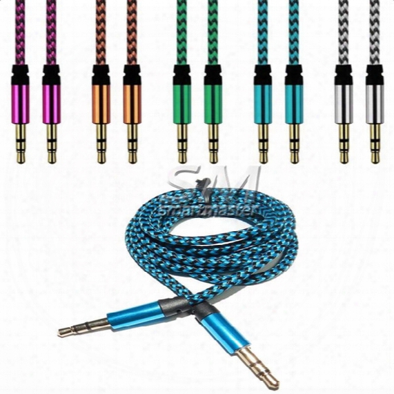 3ft 3.5mm Aluminium Audio Cable Auxiliary Audio Cable Male To Male Stereo Car Extension Audio Wire For Ipad Iphone Samsung