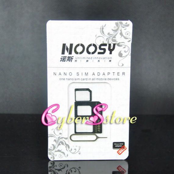 4 In 1 Noosy Nano Micro Sim Adapter Eject Pin For Iphone 5 For Iphone 4 4s 6 Sim Card Retail Box Samsung