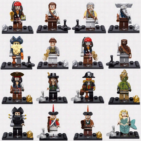 48pcs Mix Lot Pirates Of The Caribbean Minifig Pirate Figures Captain Jack Sparrow Figure Caribbean Pirates Mini Building Blocks Figures Toy