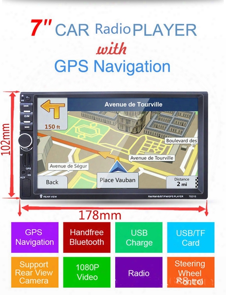 7" Hd 2 Din In-dash Car Gps Navigation Car Bluetooth Stereo Mp3 Player Fm Radio