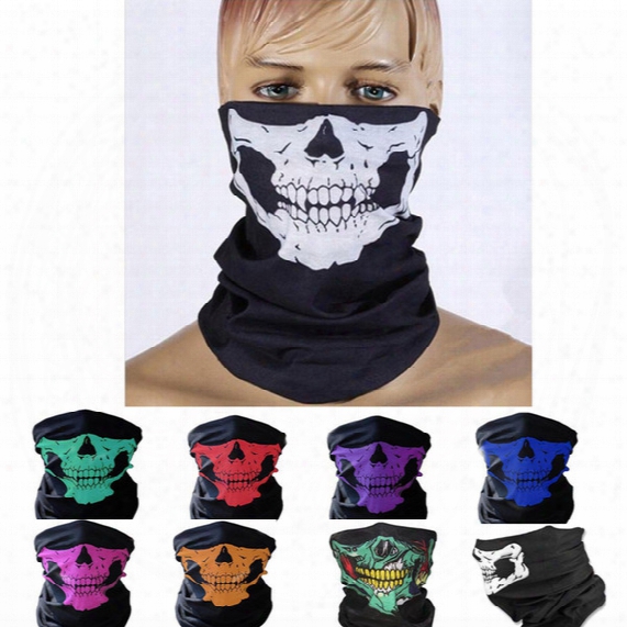 8 Colors Halloween Scary Mask Festival Skull Masks Skeleton Outdoor Motorcycle Bicycle Multi Masks Scarf Half Mask Cap Neck Ghost Health
