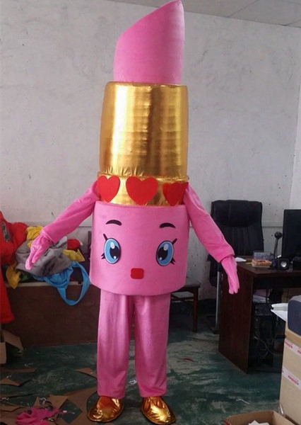 Adult Lovely Lipstick Cartoon Costume Lipstick Mascot Costume Fancy Dreess Hall Factory Directly Sale With Lower Price High Quality