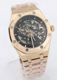 Brand New With Back Glass Rose Gold Case Luxury Fashion Wristwatche Wholesale Men Watch Sports Automatic Stainless Men&#039;s Watches