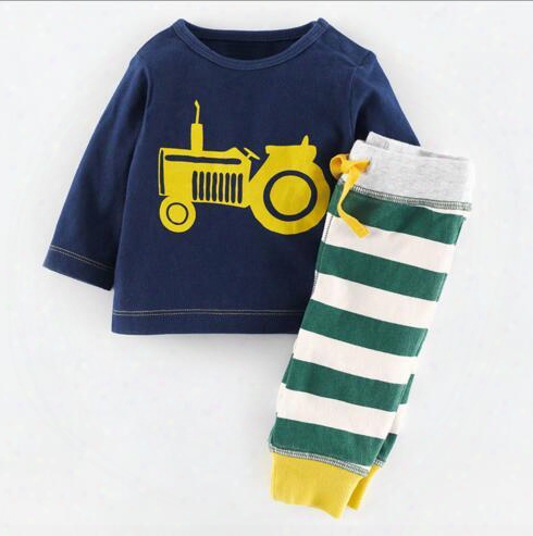 Bst28 New Arrival Little Maven Boys Kids 100%cotton Long Sleeve Cartoon Car Print Boy's Set Causal Spring Autumn Boys Kids Set T Shirt+ Pant