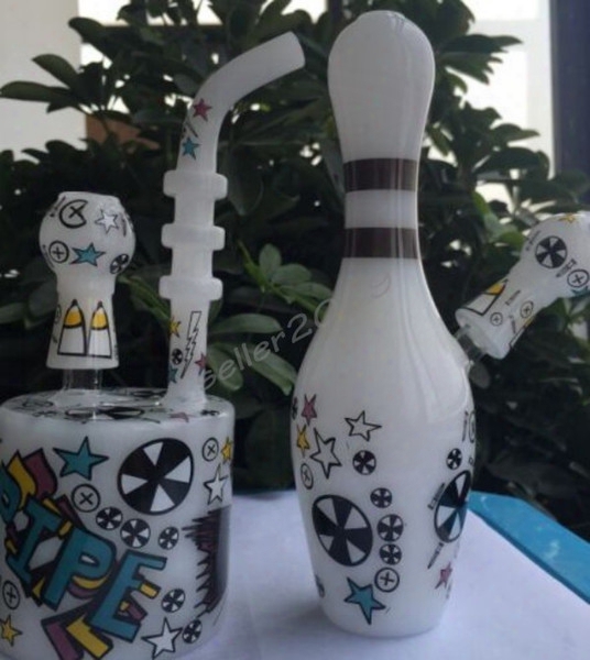 Cartoon Bowling Cup Hookahs Bongs Glass Water Pipes Percolator For Smoking Recycler Oil Rigs Bubblers Perc Cheap Glass Nail Carb Cap