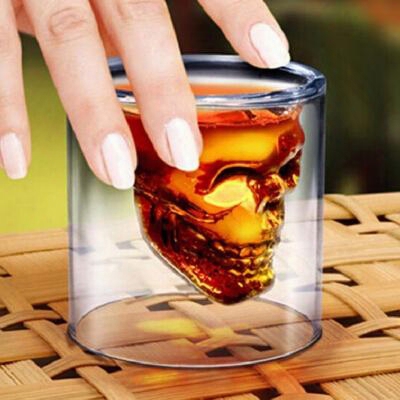 Doomed Crystal Skull Head Double Wall Vodka Shot Glass Cup For Home Bar Birthday Party Beer Wine Whisky Drinking Glasses Cup 75ml