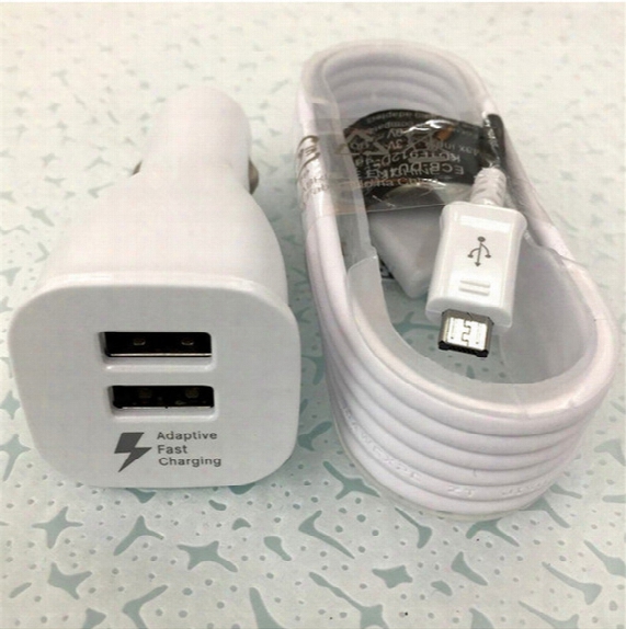 Dual Usb Port Fast Charger Adaptive 2 In 1 Quick Adapter 1.5m Micro V8 Data Cable Travel Charging Car Quick Chargers For Samsung S8 New