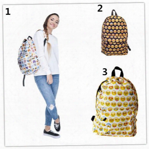 Emoji Backpack 3styles Face Expression Pattern Print Backpack Bag Expression Cartoon Schoolbag Sport Mochila