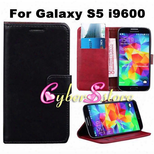 For Galaxy S5,retro Vintage Flip Pu Wallet Leather Case Cover With Card Slots Pouch Stand For Samsung S5 Phone Bag S 5 I9600