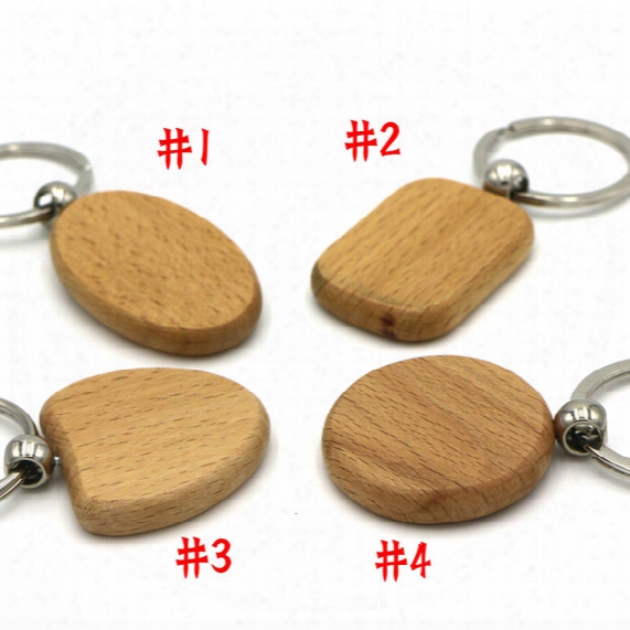 Individual Customized Keychain Blank Wooden Keychains Diy Rectangle Square Round Heart Shape Car Pendant Key Accessories E721e