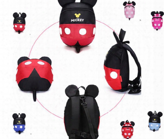 Kids Minnie Backpacks Anti Lost Backpack Cartoon School Bags Baby Dotted Schoolbag Shoulder Bag Anti Lost Children Harnesses Kka2081