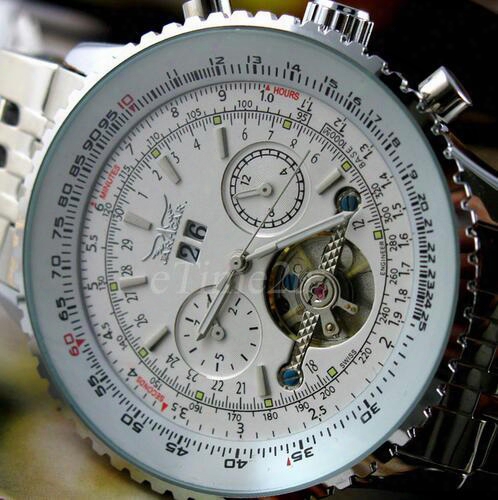 Men Wristwatch Full Stainless Steel Luxury Brand Jaragar Watches Mechanical Automatic Watch Tourbillon Multi Function Army Watch