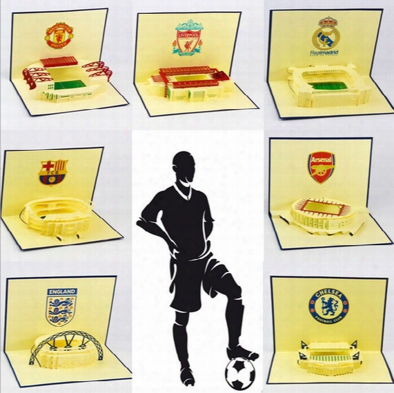 New Arrival European Famous Football Gym 3d Pop Up Gift & Greeting 3d Blessing Cards Handmade Paper Silhoue & Creative Birthday Gift Cards