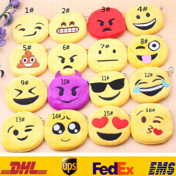 New Expression Emoji Coin Purses Cartoon Plush Mini Organizer Wallets Change Bags Handbag Pendant Keychain Key Rings Xmas Toys Gifts Hh-p04