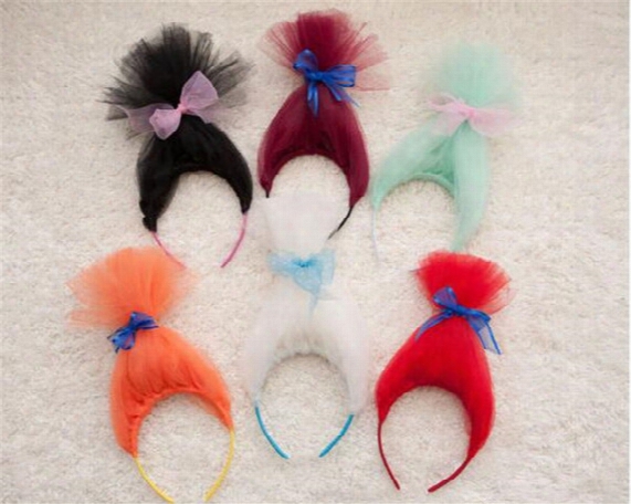 Newest Kids Trolls Wigs Hair Sticks Cosplay Hair Accessories Children Party Festival Colorful Hairpiece Cartoon Cosplay