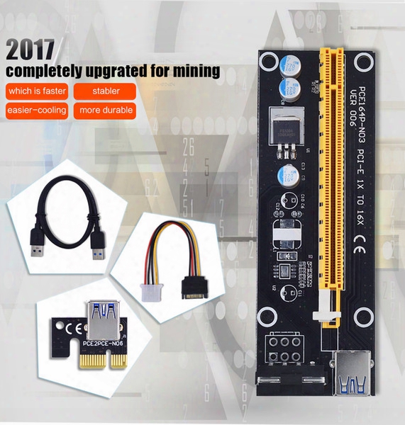 Pcie Pci-e Pci Express Riser Adapter Card 1x To 16x Usb 3.0 Data Cable Sata To 4pin Ide Molex Power Supply For Btc Miner Machine Pc Desktop