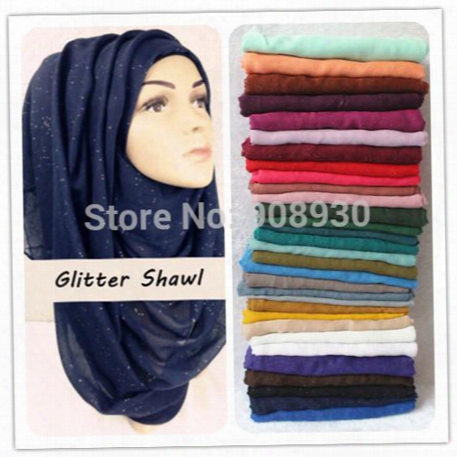 Plain Glitter Sparkle Hijab Maxi Shimmer Shawl Women Scarves