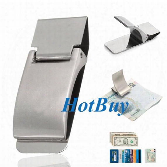 Stainless Steel Silver Clamp Money Clip Wallet Credit Card Id Cash Holder Gift #3863