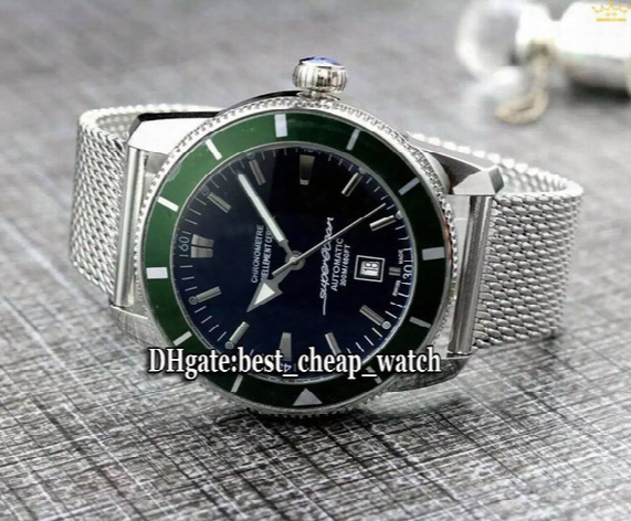 Super Clone Brand Cheap New Superocean Heritage Ocean Classic A1732024 Black Dial/green Bezel Automatic Mens Watch Steel Band Gents Watches