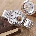 9 styles luxury brand new watches men white dial see through stainless watch tourbillon automatic mvmt watch men&#039;s dress wristwatches