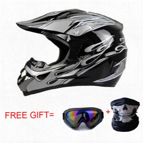 Wholesale- Classic Motocross Helmets Atv Mtb Racing Helmet Motorcycle Downhill Bike Helmet Fuera De La Carretera Casco+ Goggles+mask