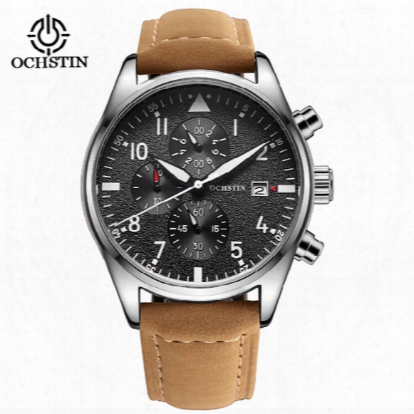 Wholesale-luxury Pilot  Mens Watches Chronograph 6 Hands Leather Automatic Days Men Waterproof Sport Quartz Aviator Watch Gift Box