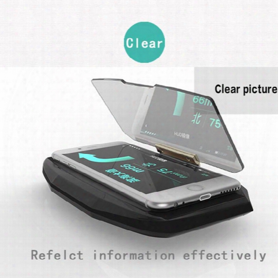 Wholesale-universal Mobile Gps Navigation Bracket Hud Head Up Display For Smart Phone Car Mount Stand Phone Holder