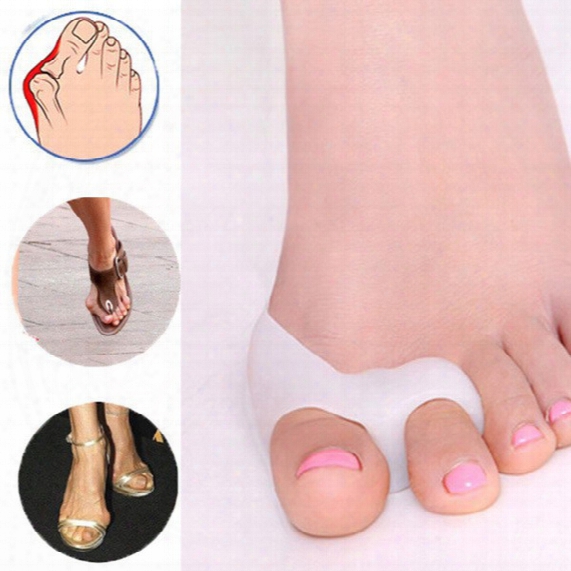 100pairs Silicone Two Hole Pedicure Toe Separator Foot Treatment Feet Care , Thumb Valgus Protector , Bunion Adjuster , Hallux Valgus Guard
