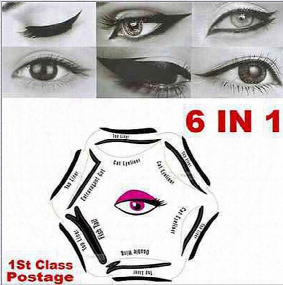 2017 6 In 1 Eyeliner Multifunction Eye Stencil Cat Eyeliner Stencil For Eyeliner Template Card Fish Tail Double Wing Eyeliner Stencil