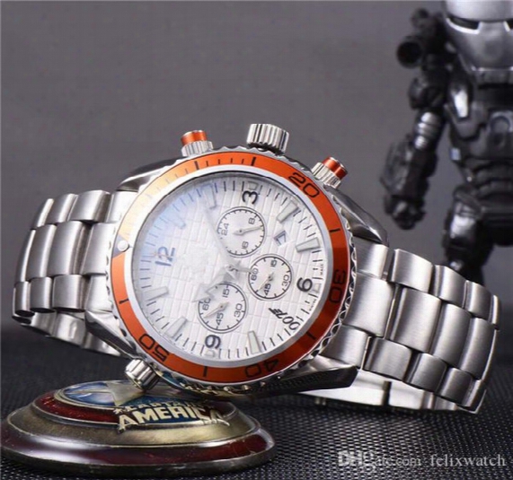 2017 Latest Listing Brand Watch Quartz Movement Steel Material Case And Strap Automatic Date Chronograph Function Luxury Mens Wristwatch