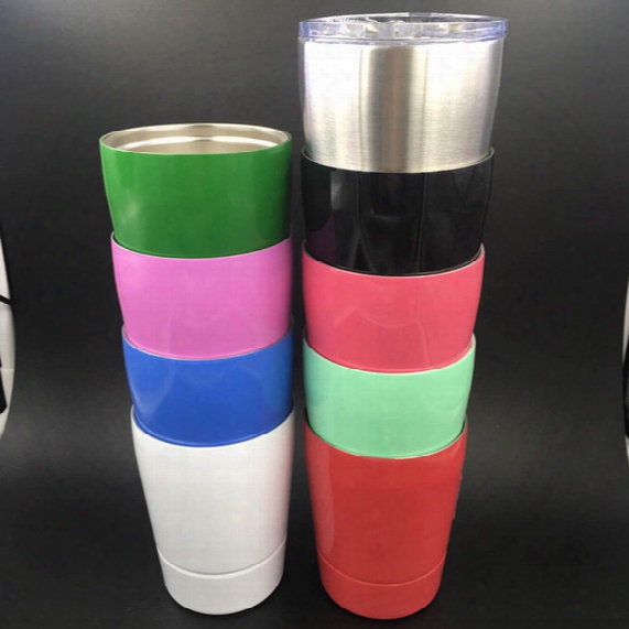 2017 New 9oz Stainless Steel Cups 9 Colors 9oz Non-vacuum Tumbler Outdoor Hydration Gear Car Cups With Lids And Straws