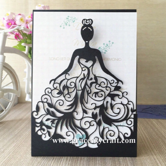 50pcs Free Shipping Laser Cut Wedding Invitation Cards Invitaciones De Boda Convite De Casamento Wedding Invitation Cards Princess Design