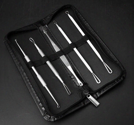5pcs Blackhead Pimple Blemish Extractor Remover Tools Black Head Acne Remover Needle Facial Tool Kit Set Make Up Skin Care Product Dhl Free