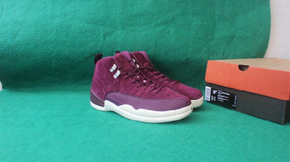 Bordeaux Retro 12 Purple Suede Top Quality Wholesale Discount Men Basketball Shoes Real Carbon Fibre Size Eur 41-47 Free Shipping
