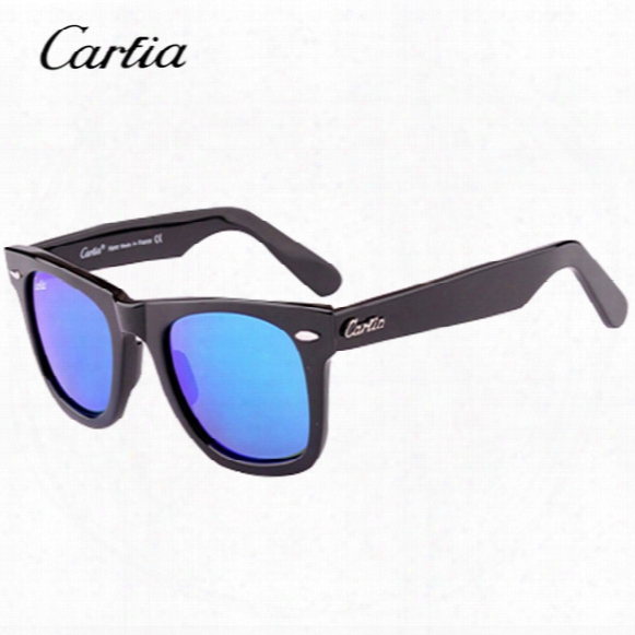 Carfia Brand Flash Mirror Sunglasses 50mm And 54mm Plank Frame Sun Glasses Women Men Sunglasses 2016 New Arrival Brand Designer Freeshipping