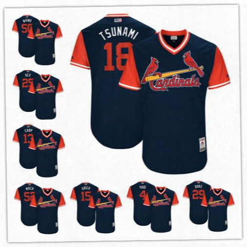 Custom St. Louis Cardinals 2017 Players Weekend Nickname Jerseys #4 Yadi #13 Carp #15 Grich #18 Tsunami #25 Dex #29 Duke #50 Waino #52 Wach